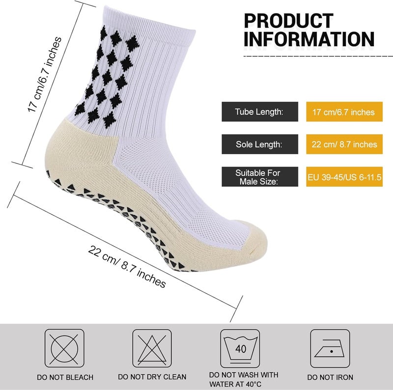 Ultrafun 5 Pairs Mens Grip Soccer Socks Non Slip Cushioned Crew Football Sports Socks - Image 2
